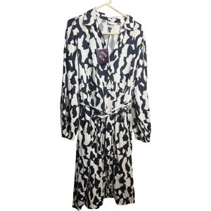 Ava & Viv 1X button up ankle length collared NWT black and white dress